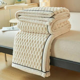 Couverture hiver polaire chaude beige pas cher