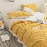 Couverture lit chaude jaune