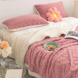 Couverture lit chaude rose