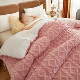 Couverture lit lestee ultra chaude epaisse rose