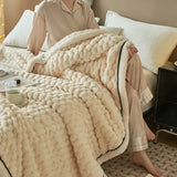 Couverture plaid polaire chaude beige