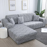 Housse de canape angle extensible avec tetieres