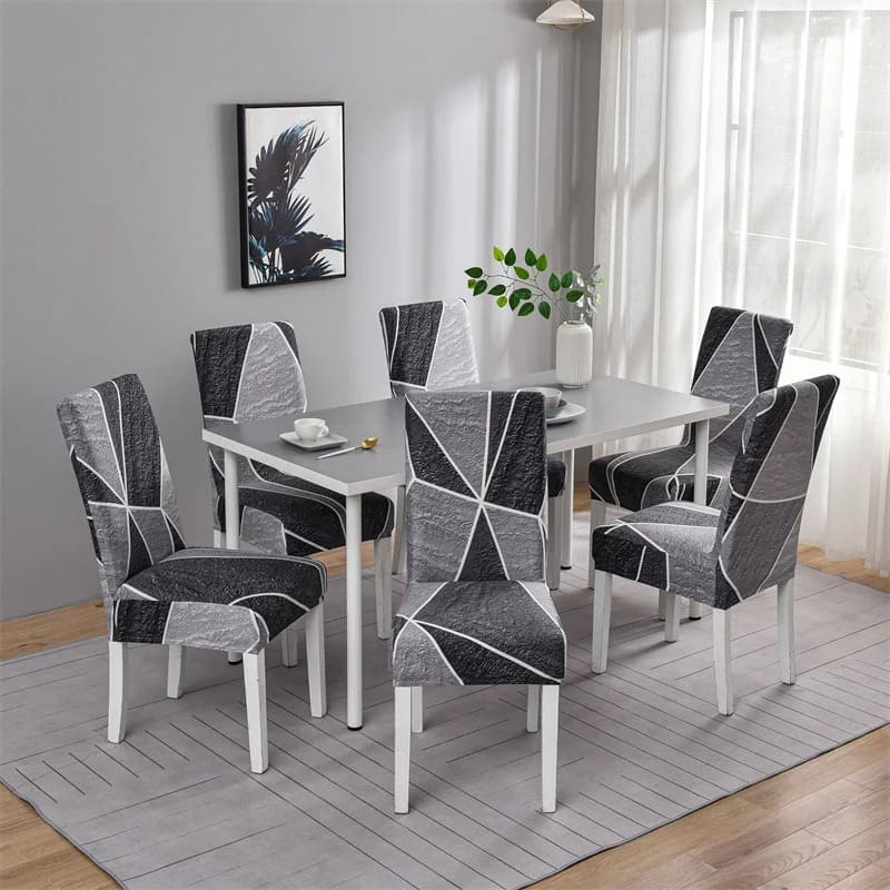 Lot De 6 Housses De Chaise Extensibles Grises - 100% Coton élastique, Universelles