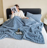 Plaid chaud bleu pour canapé et lit