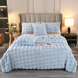 Plaid chaud couvre lit bleu clair