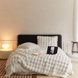 Plaid chaud couvre lit epais blanc