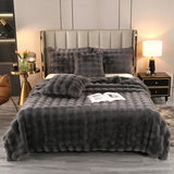 Plaid chaud couvre lit epais gris anthracite