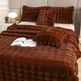 Plaid chaud couvre lit epais marron