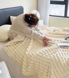 Plaid chaud doux beige