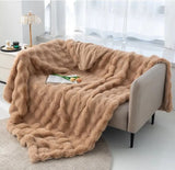 Plaid chaud epais marron clair pour canape