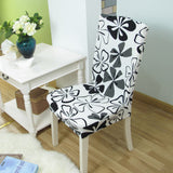 Housse pour Chaise Fleurie Blanc et Noir