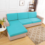 Housse assise de canape angle bleu clair