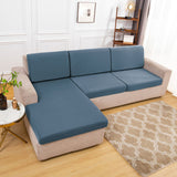 Housse assise de canape angle bleu gris
