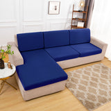 Housse assise de canape angle bleu