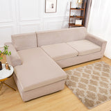 Housse assise de canape angle extensible beige