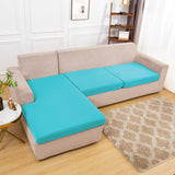 Housse assise de canape angle extensible bleu clair