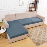 Housse assise de canape angle extensible bleu gris