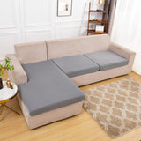 Housse assise de canape angle extensible gris clair