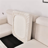 Housse assise de canape angle extensible jacquard blanc