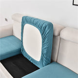 Housse assise de canape angle extensible jacquard bleu ciel
