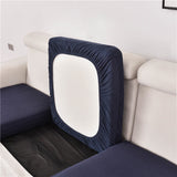 Housse assise de canape angle extensible jacquard bleu marine