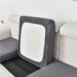 Housse assise de canape angle extensible jacquard gris anthracite