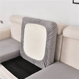 Housse assise de canape angle extensible jacquard gris clair