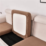 Housse assise de canape angle extensible jacquard marron clair