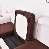 Housse assise de canape angle extensible jacquard marron fonce
