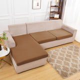 Housse assise de canape angle extensible marron clair