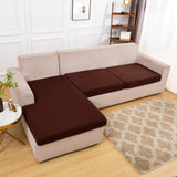 Housse assise de canape angle extensible marron fonce