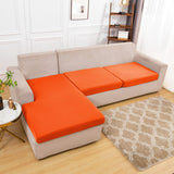 Housse assise de canape angle extensible orange vif