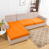 Housse assise de canape angle extensible orange