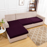 Housse assise de canape angle extensible prune