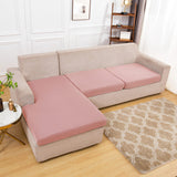 Housse assise de canape angle extensible rose pale