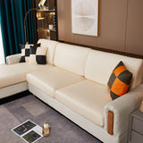 Housse assise de canape angle impermeable simili cuir beige