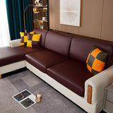 Housse assise de canape angle impermeable simili cuir bordeaux