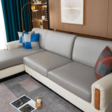 Housse assise de canape angle impermeable simili cuir gris clair