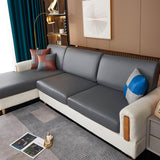 Housse assise de canape angle impermeable simili cuir gris fonce