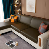 Housse assise de canape angle impermeable simili cuir kaki