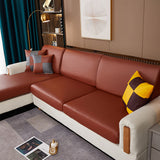 Housse assise de canape angle impermeable simili cuir marron