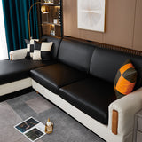 Housse assise de canape angle impermeable simili cuir noir