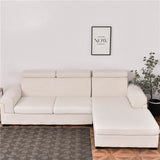 Housse assise de canape angle jacquard blanc