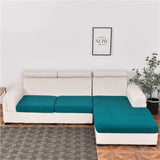 Housse assise de canape angle jacquard bleu canard