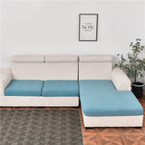Housse assise de canape angle jacquard bleu ciel
