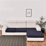 Housse assise de canape angle jacquard bleu marine