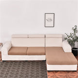 Housse assise de canape angle jacquard marron clair