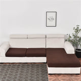 Housse assise de canape angle jacquard marron fonce