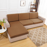 Housse assise de canape angle marron clair