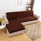 Housse assise de canape angle marron fonce